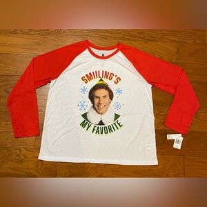 BRIEFLY STATED Unisex Size XL ELF Holiday Pajama Top "Smiling's My Favorite" $63